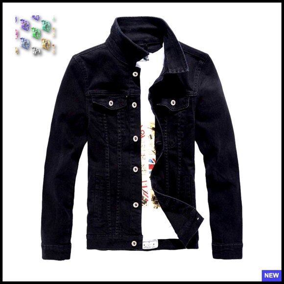 Classic Slim Fit Denim Jacket Motorcycle Style Lightweight Aviator Coat